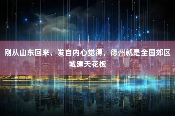 刚从山东回来，发自内心觉得，德州就是全国郊区城建天花板
