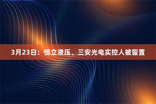 3月23日：恒立液压、三安光电实控人被留置
